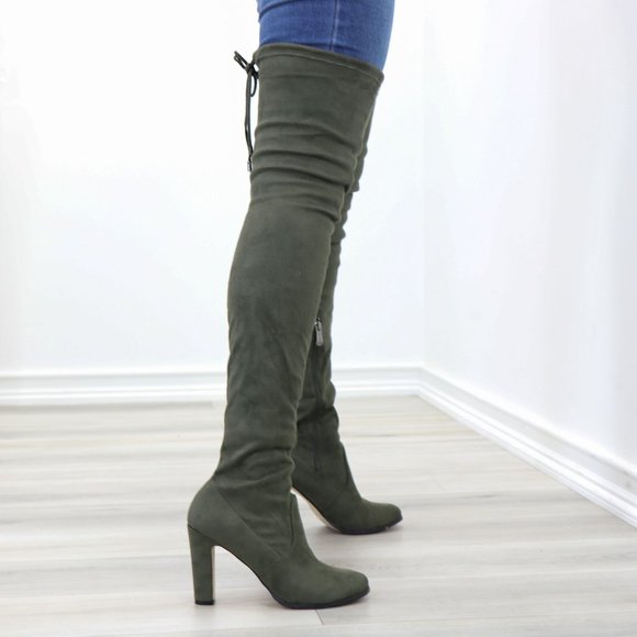 Over Knee High Boots Lace Up Slim Thigh High Heels - Picture 7 of 15